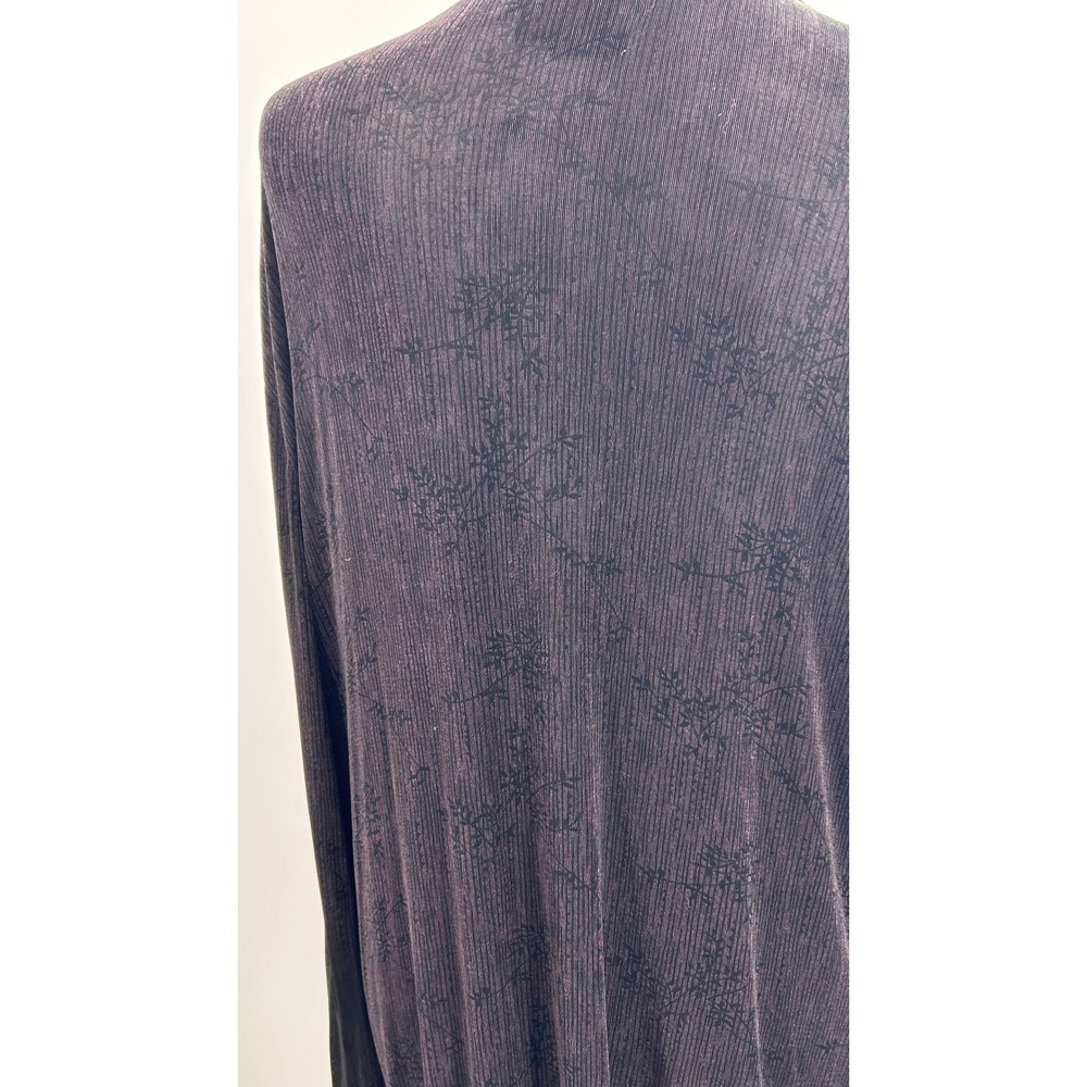 Carole Little Black Ribbed Long Cardigan Duster Floral Texture 1X Plus Size - Picture 7 of 14